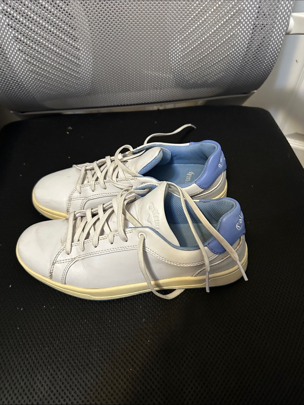 Callaway White Leather Sneakers with Light Blue Accents